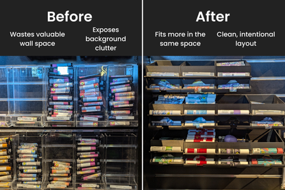 Slatwall Tube Display – Holds 25 Pre-Roll Tubes